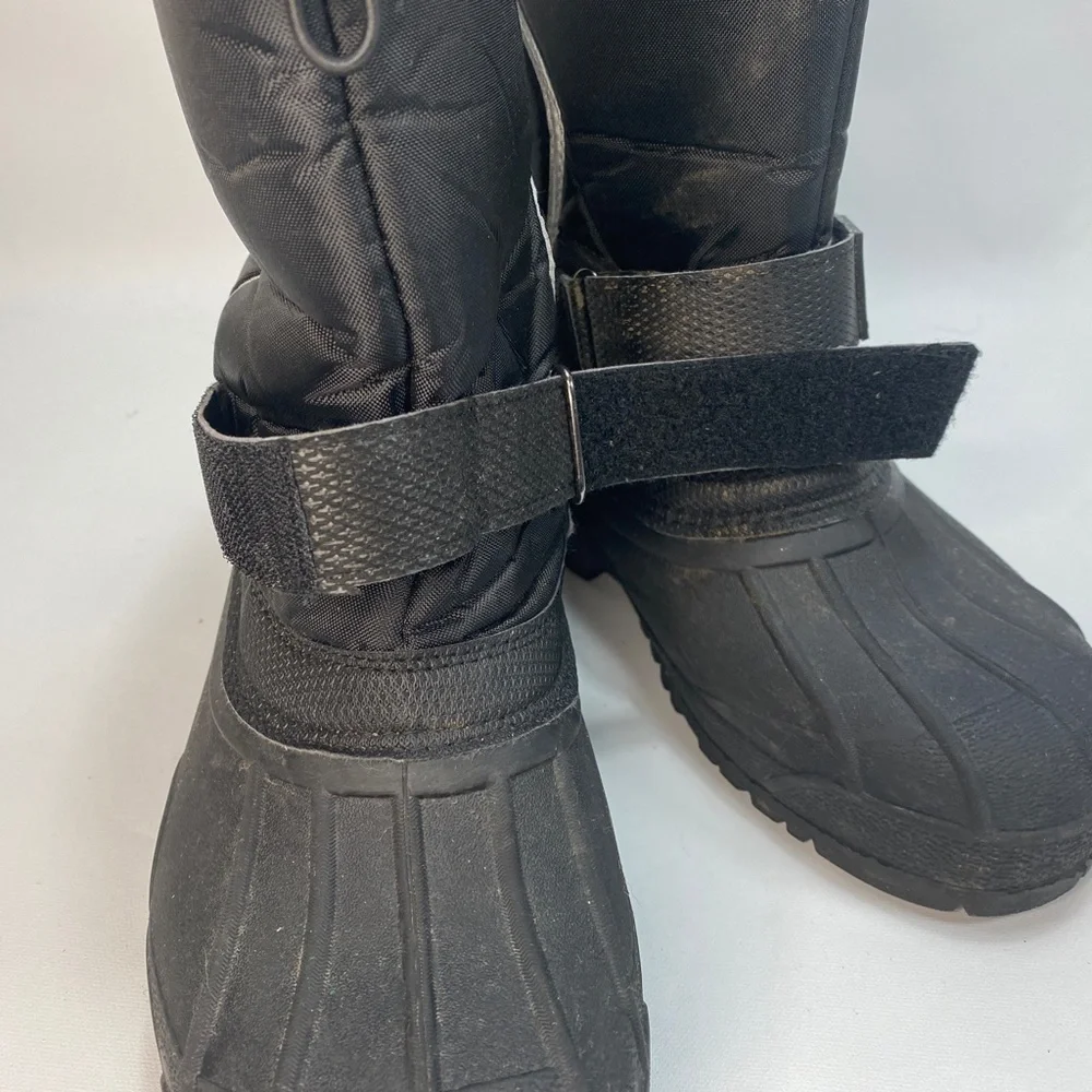 George Adult Winter Boots Size 7 Black Insulated Rubber Soles Slip-Ons Strap
